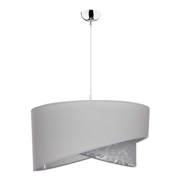 Duolla - Luster na sajli CELLO 1xE27/40W/230V pr. 45 cm sivo/čipka