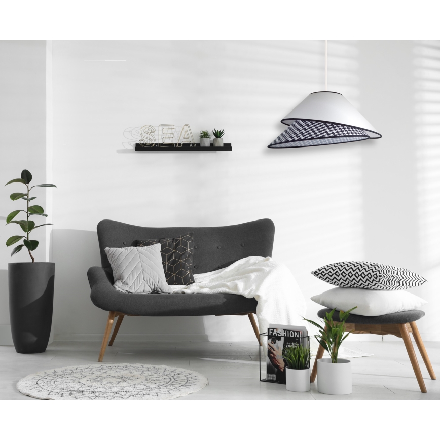 Duolla - Luster na sajli COCO 1xE27/40W/230V pr. 50 cm bela/crno