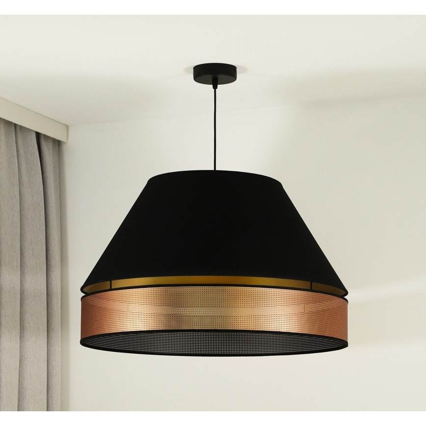 Duolla - Luster na sajli COPPER SHINY 1xE27/15W/230V pr. 60 cm crno/bakrena