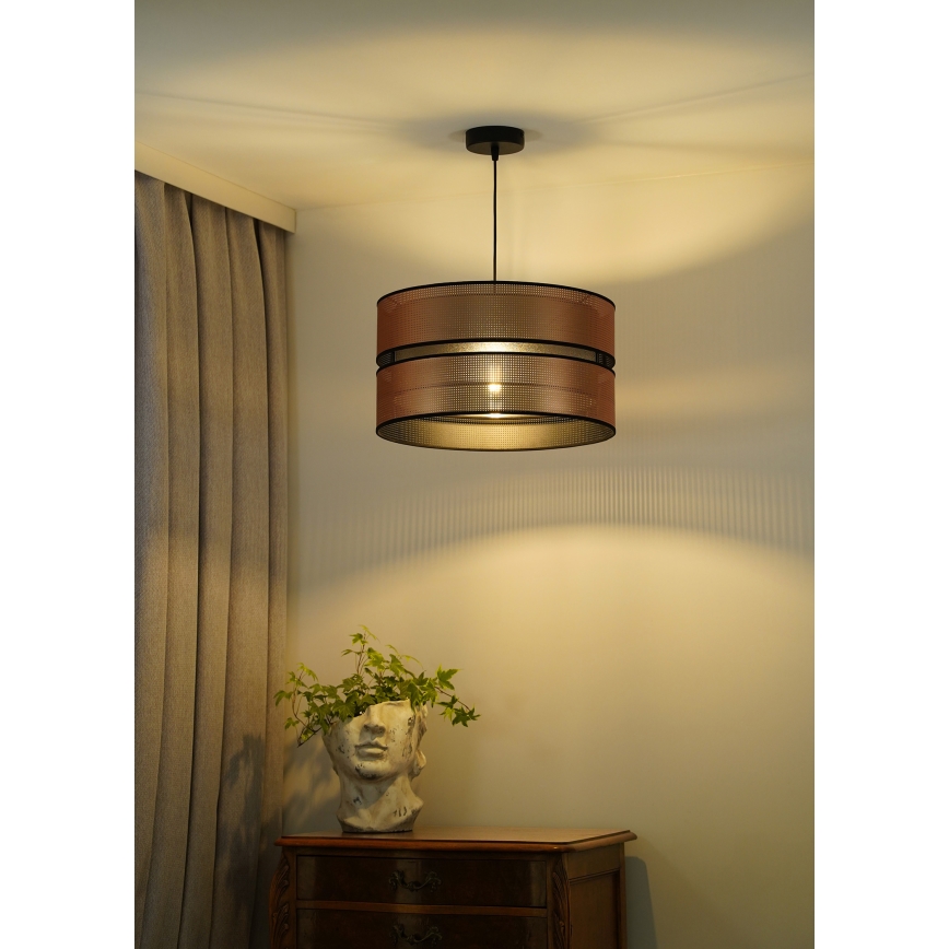Duolla - Luster na sajli COPPER SHINY 1xE27/15W/230V prečnik 40 cm bakarna/crna