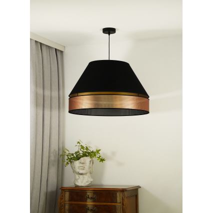 Duolla - luster na sajli COPPER SHINY 1xE27/15W/230V prečnik 60 cm crna/bakarna