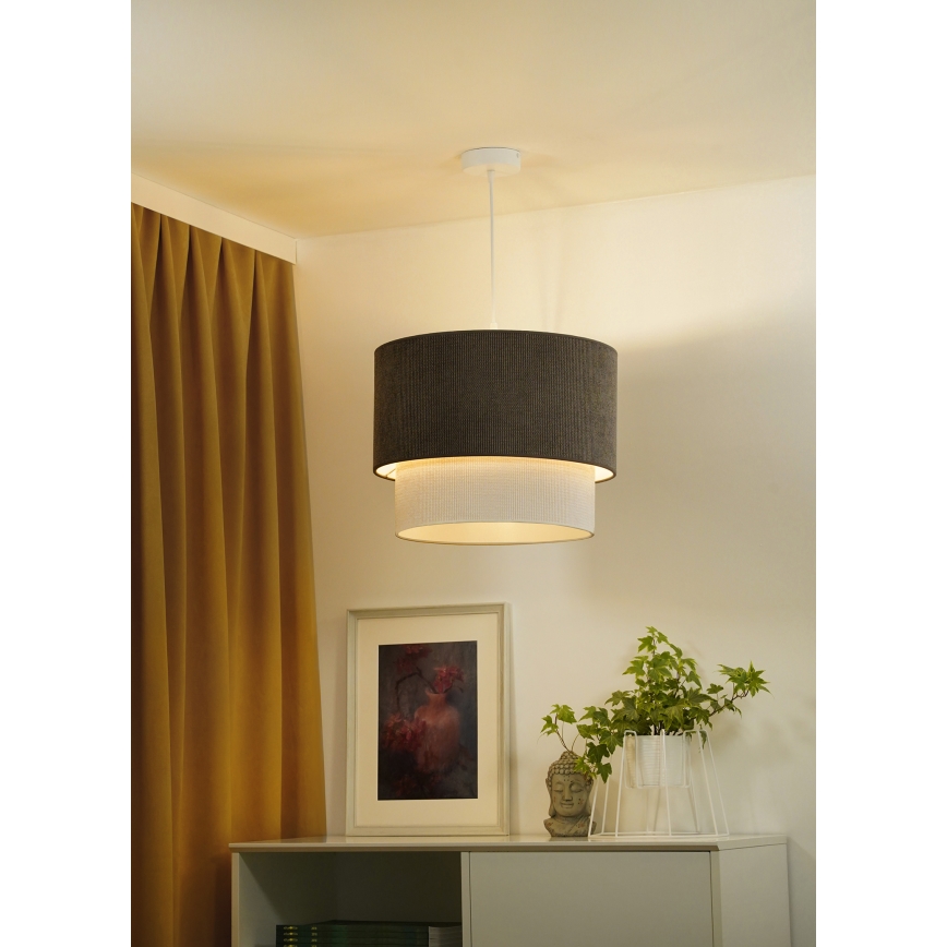 Duolla - Luster na sajli CORDUROY 1xE27/15W/230V pr. 40 cm braon/kremasta