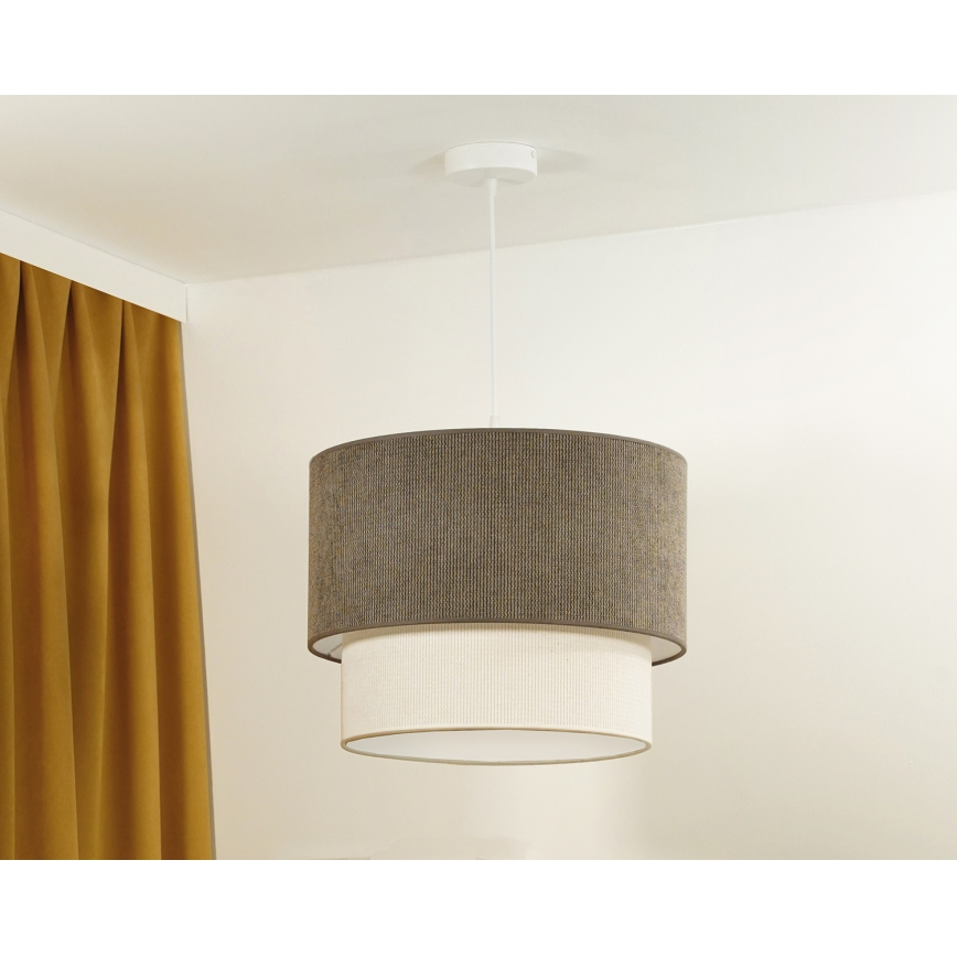 Duolla - Luster na sajli CORDUROY 1xE27/15W/230V pr. 40 cm braon/kremasta