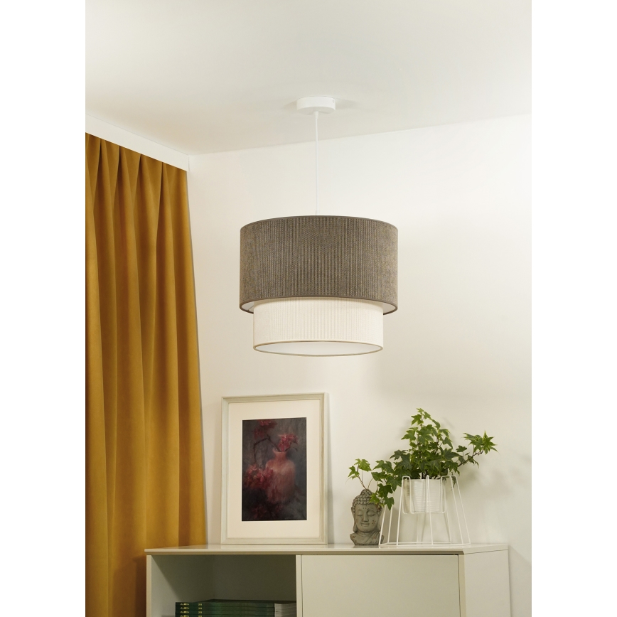 Duolla - Luster na sajli CORDUROY 1xE27/15W/230V pr. 40 cm braon/kremasta