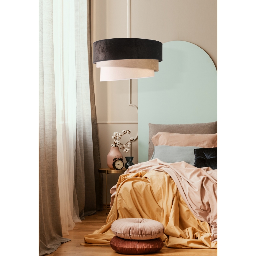 Duolla - Luster na sajli DEVON 1xE27/40W/230V pr. 45 cm crno/bež