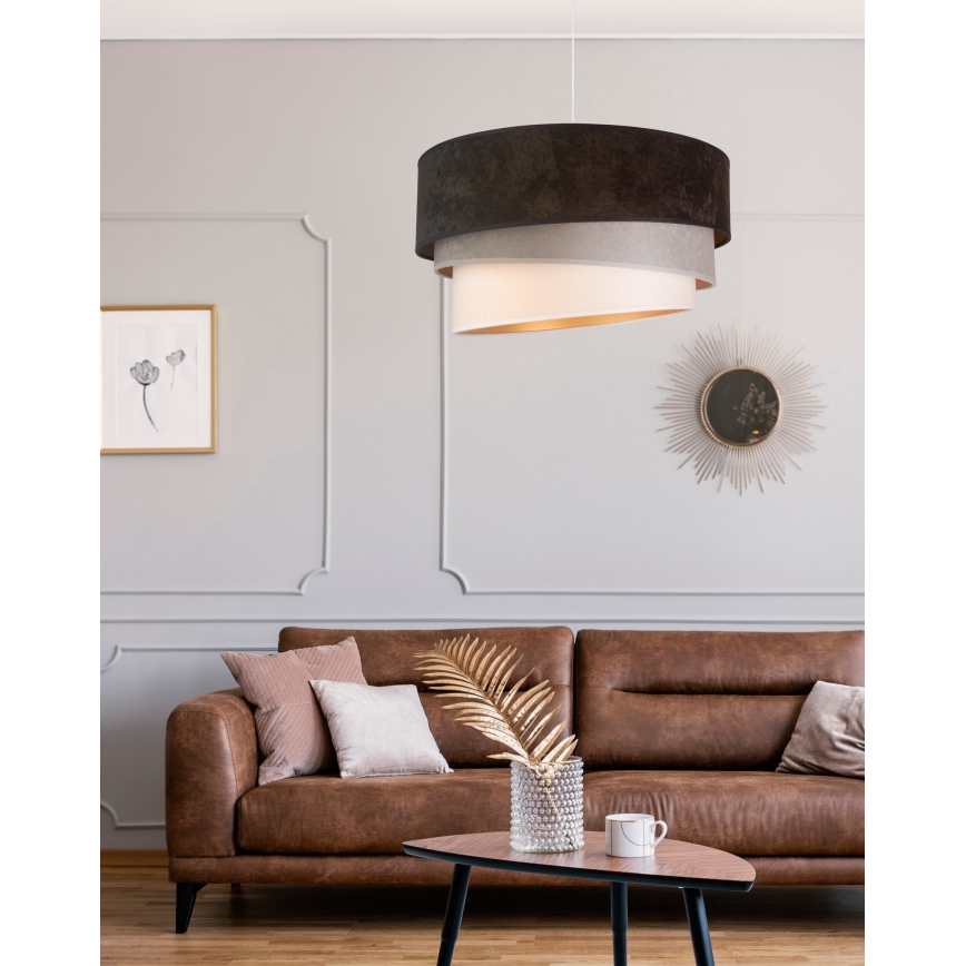 Duolla - Luster na sajli DEVON 1xE27/40W/230V pr. 45 cm crno/sivo/bež