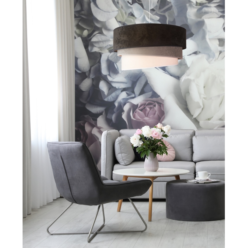 Duolla - Luster na sajli DEVON 1xE27/40W/230V pr. 45 cm crno/sivo/bež