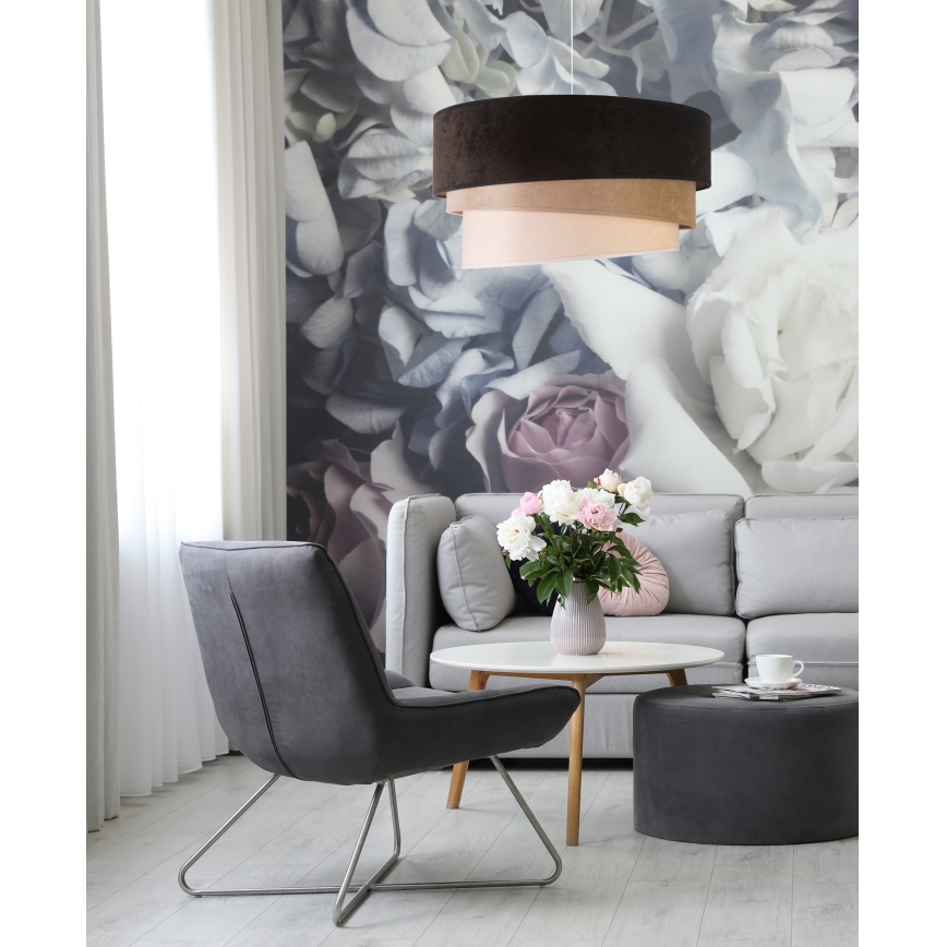 Duolla - Luster na sajli DEVON 1xE27/40W/230V, prečnik 45 cm, crna/bež