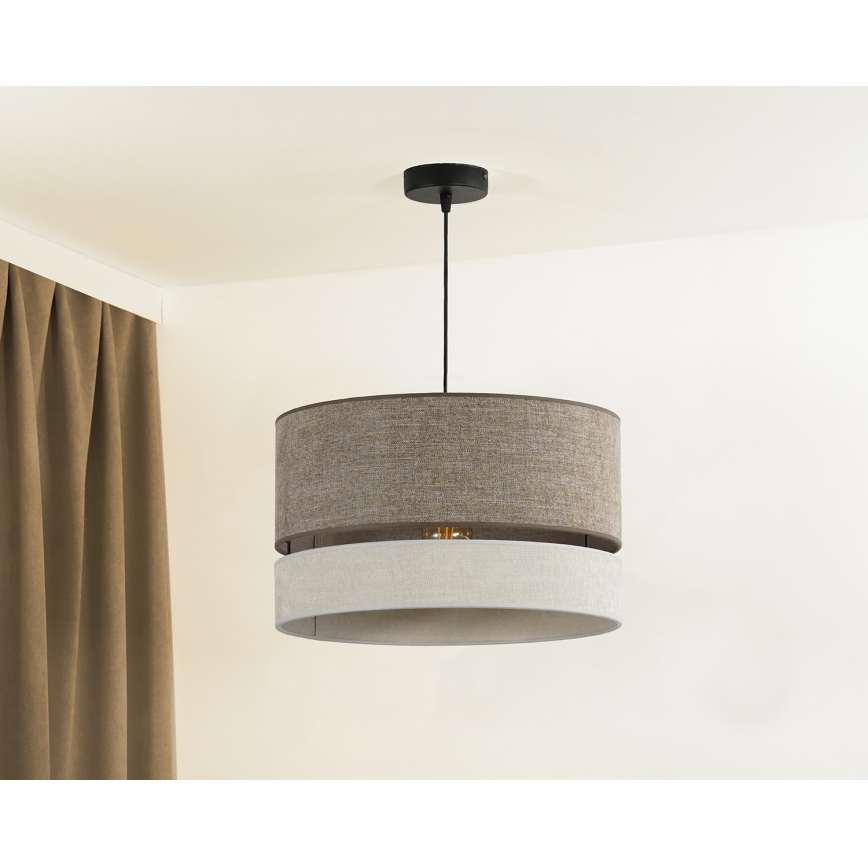 Duolla - Luster na sajli DOUBLE 1xE27/15W/230V prečnik 40 cm braon/siva