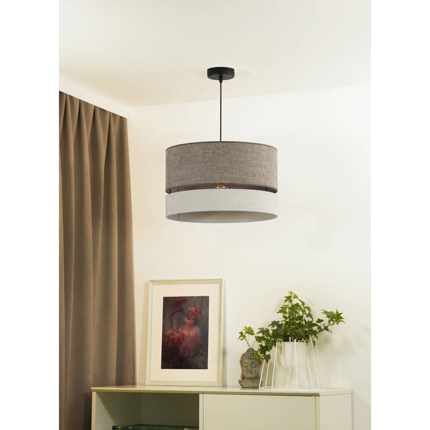 Duolla - Luster na sajli DOUBLE 1xE27/15W/230V prečnik 40 cm braon/siva