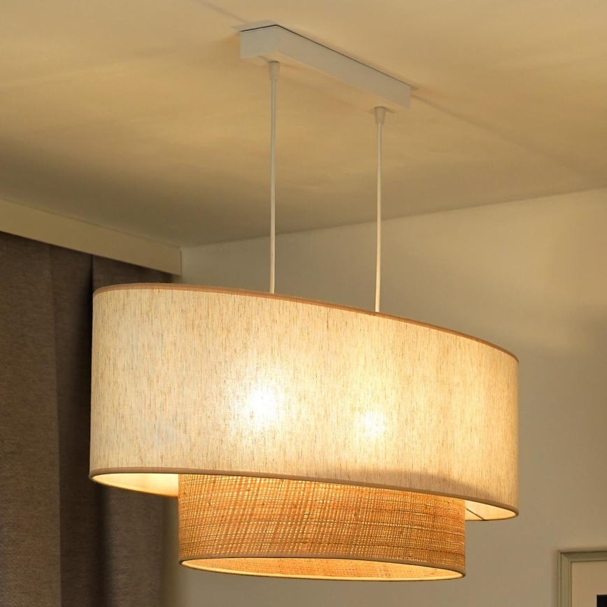 Duolla - Luster na sajli DOUBLE OVAL NATURE 2xE27/15W/230V kremasta/bež