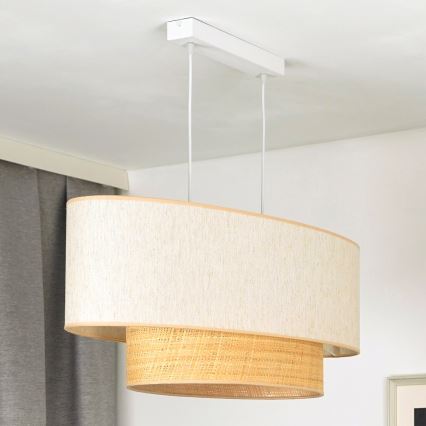 Duolla - Luster na sajli DOUBLE OVAL NATURE 2xE27/15W/230V kremasta/bež