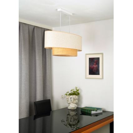 Duolla - Luster na sajli DOUBLE OVAL NATURE 2xE27/15W/230V kremasta/bež