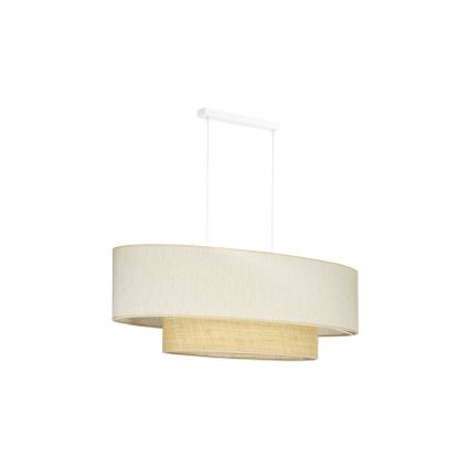 Duolla - Luster na sajli DOUBLE OVAL NATURE 2xE27/15W/230V kremasta/bež