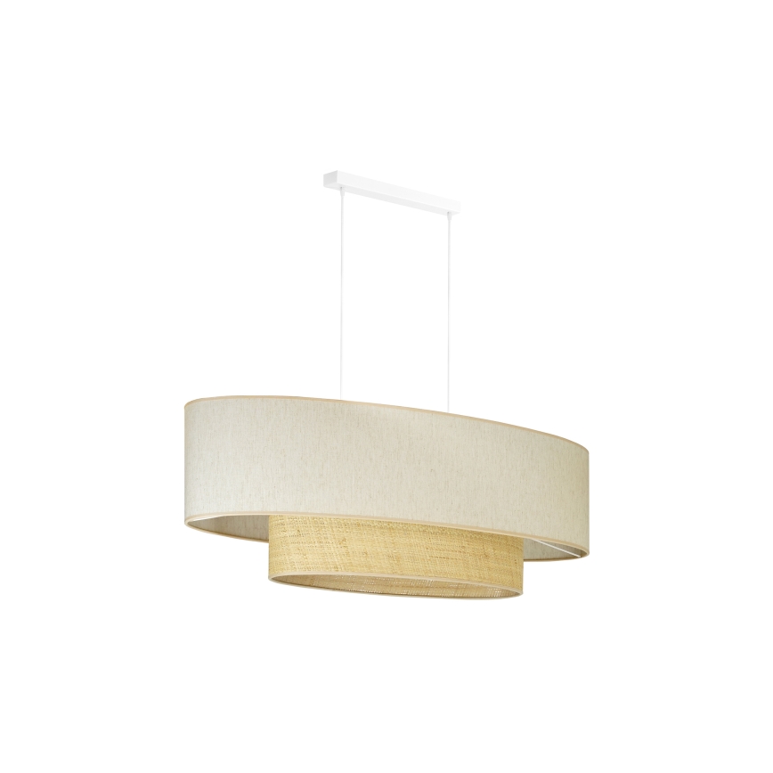 Duolla - Luster na sajli DOUBLE OVAL NATURE 2xE27/15W/230V kremasta/bež