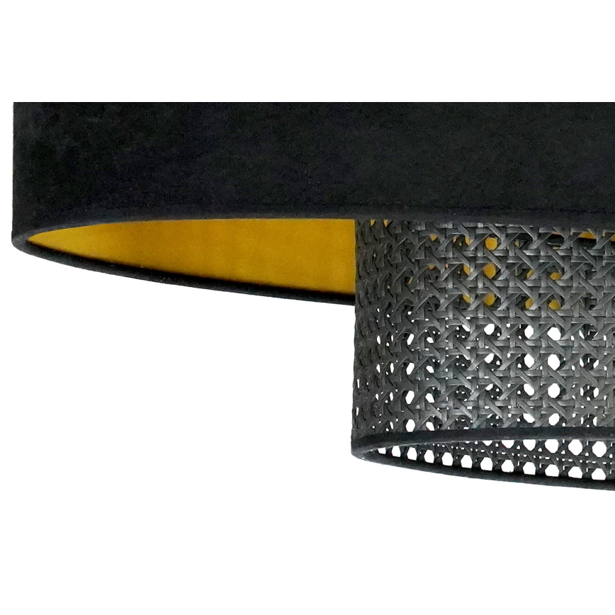 Duolla - Luster na sajli DOUBLE OVAL RATTAN 2xE27/15W/230V crna/ratan