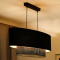 Duolla - Luster na sajli DOUBLE OVAL RATTAN 2xE27/15W/230V crno/ratan