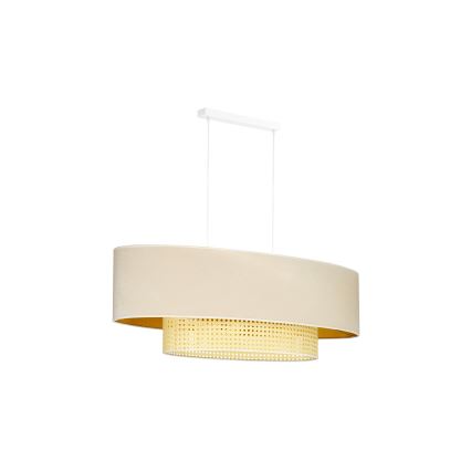 Duolla - Luster na sajli DOUBLE OVAL RATTAN 2xE27/15W/230V kremasta/ratan