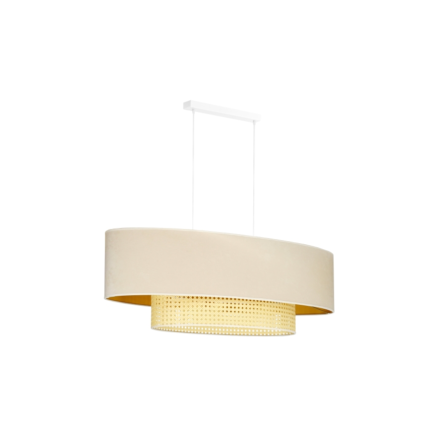 Duolla - Luster na sajli DOUBLE OVAL RATTAN 2xE27/15W/230V kremasta/ratan