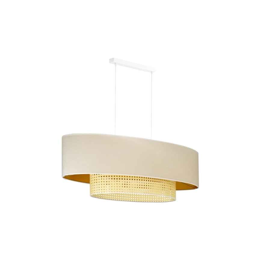 Duolla - Luster na sajli DOUBLE OVAL RATTAN 2xE27/15W/230V kremasta/ratan