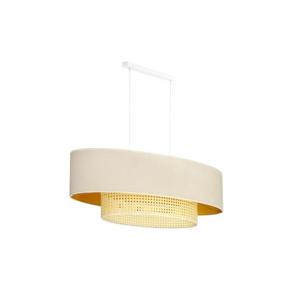 Duolla - Luster na sajli DOUBLE OVAL RATTAN 2xE27/15W/230V kremasta/ratan