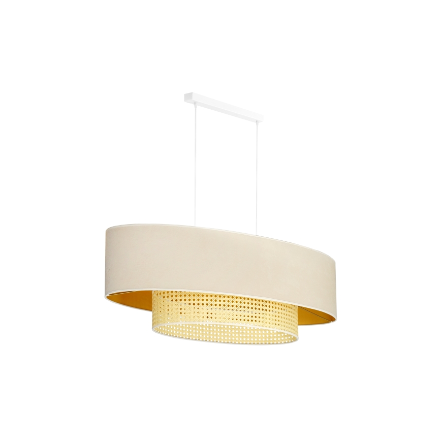 Duolla - Luster na sajli DOUBLE OVAL RATTAN 2xE27/15W/230V kremasta/ratan