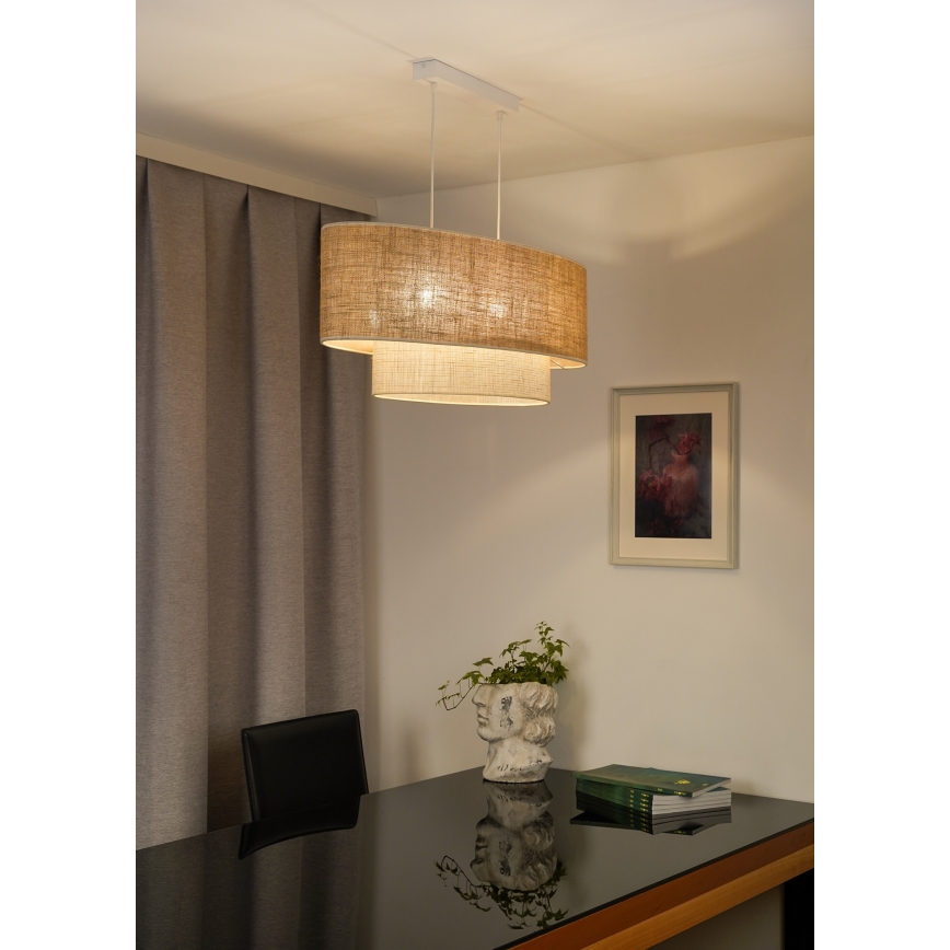 Duolla - Luster na sajli DOUBLE OVAL YUTE 2xE27/15W/230V braon/kremasta