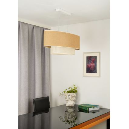 Duolla - Luster na sajli DOUBLE OVAL YUTE 2xE27/15W/230V braon/kremasta