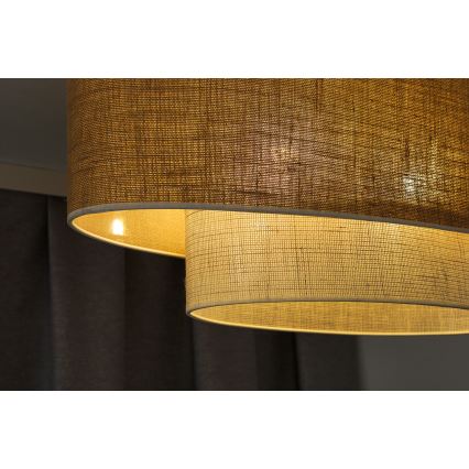 Duolla - Luster na sajli DOUBLE OVAL YUTE 2xE27/15W/230V braon/kremasta
