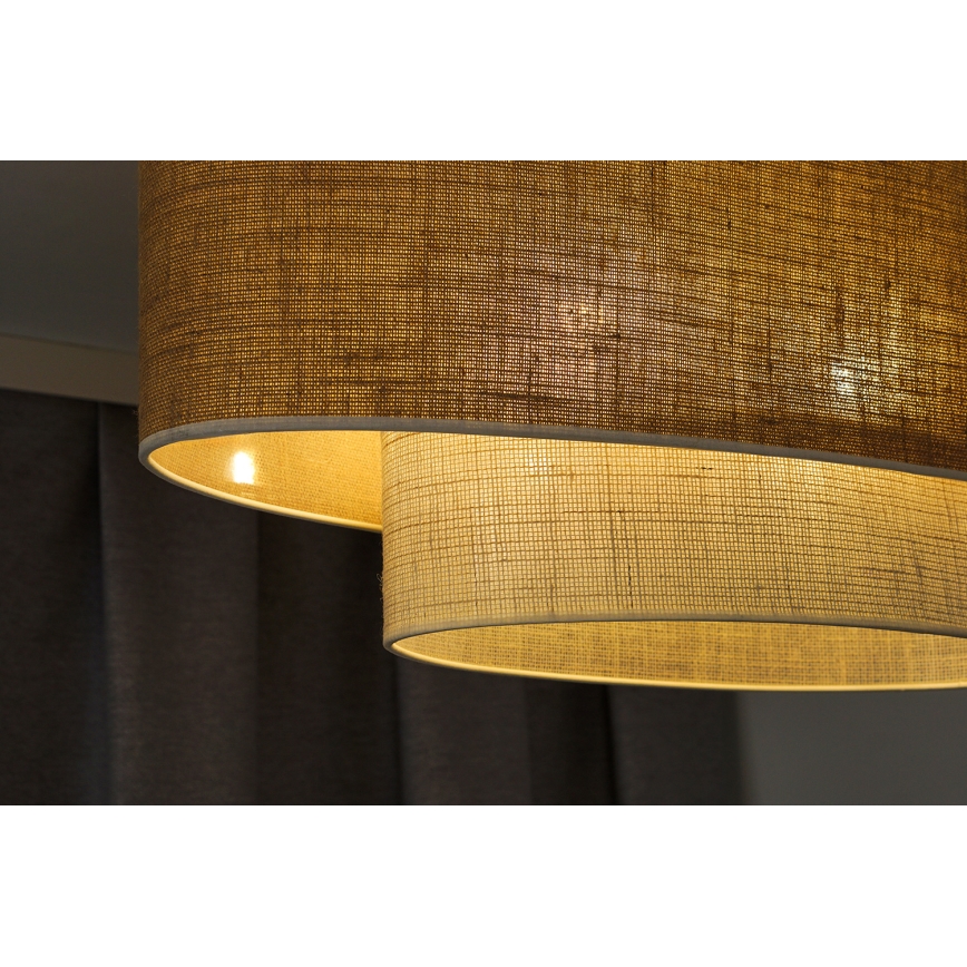 Duolla - Luster na sajli DOUBLE OVAL YUTE 2xE27/15W/230V braon/kremasta