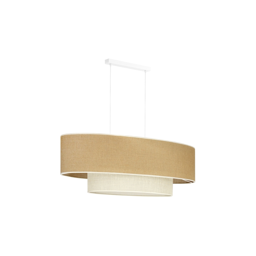 Duolla - Luster na sajli DOUBLE OVAL YUTE 2xE27/15W/230V braon/kremasta