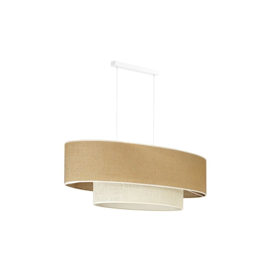Duolla - Luster na sajli DOUBLE OVAL YUTE 2xE27/15W/230V braon/kremasta