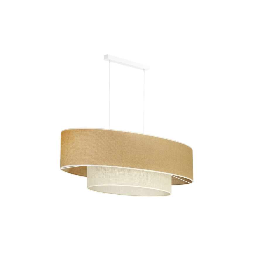 Duolla - Luster na sajli DOUBLE OVAL YUTE 2xE27/15W/230V braon/kremasta