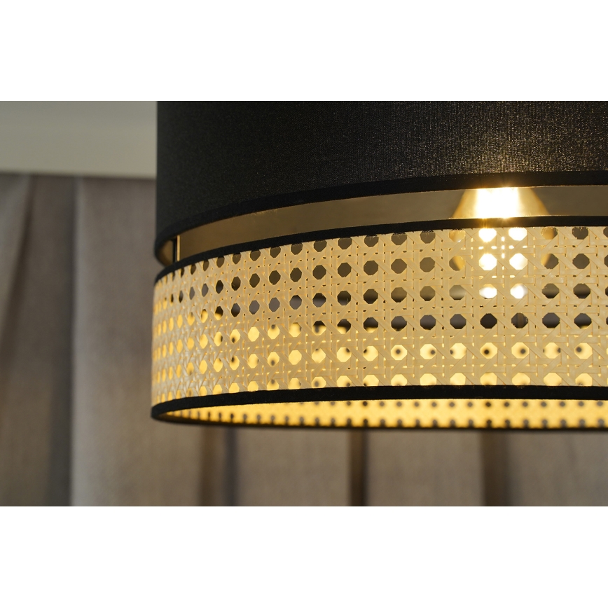 Duolla - Luster na sajli DOUBLE RATTAN 1xE27/15W/230V pr. 40 cm crno/bež