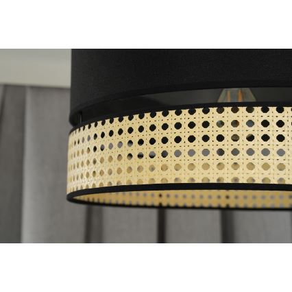 Duolla - Luster na sajli DOUBLE RATTAN 1xE27/15W/230V pr. 40 cm crno/bež