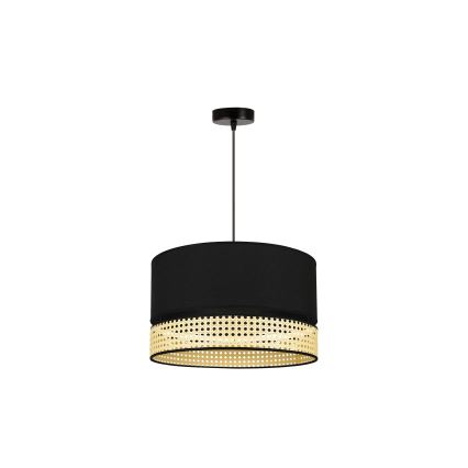 Duolla - Luster na sajli DOUBLE RATTAN 1xE27/15W/230V pr. 40 cm crno/bež