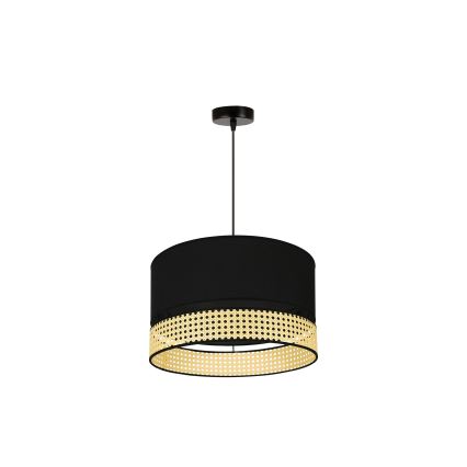 Duolla - Luster na sajli DOUBLE RATTAN 1xE27/15W/230V pr. 40 cm crno/bež