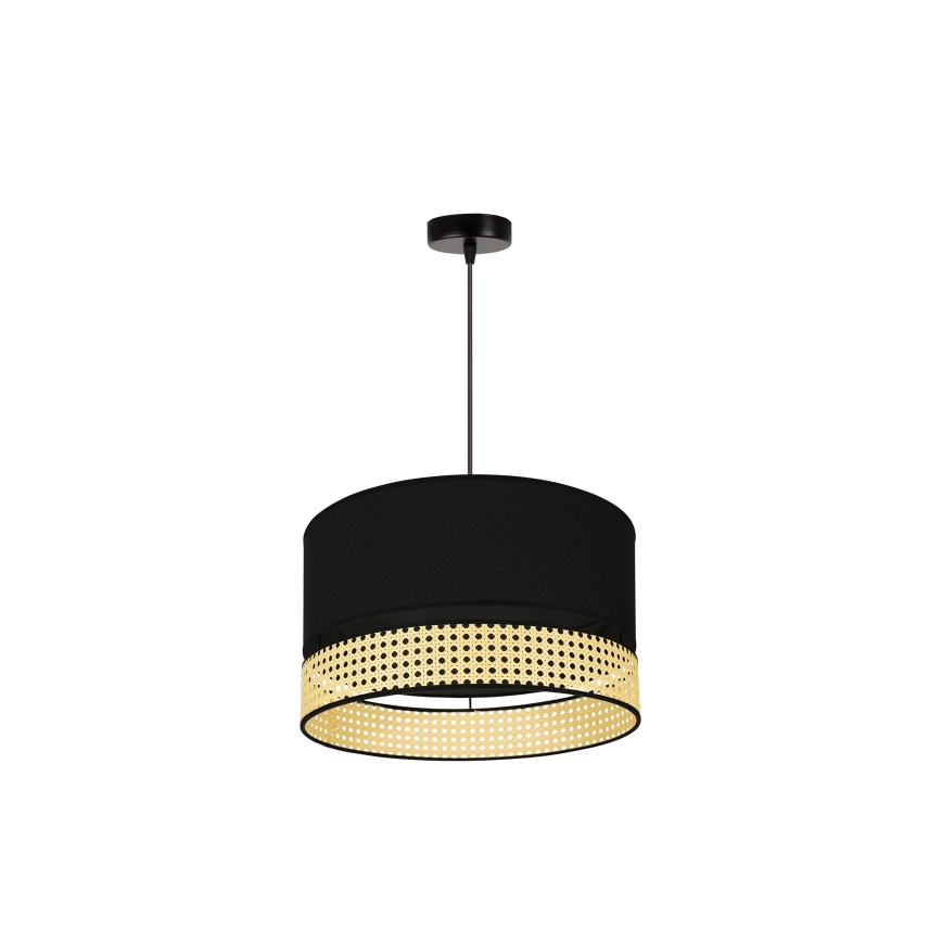 Duolla - Luster na sajli DOUBLE RATTAN 1xE27/15W/230V pr. 40 cm crno/bež