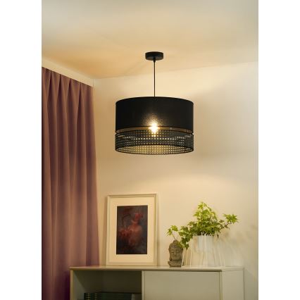 Duolla - Luster na sajli DOUBLE RATTAN 1xE27/15W/230V pr. 40 cm crno