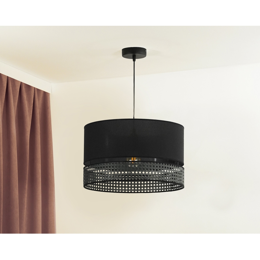 Duolla - Luster na sajli DOUBLE RATTAN 1xE27/15W/230V pr. 40 cm crno