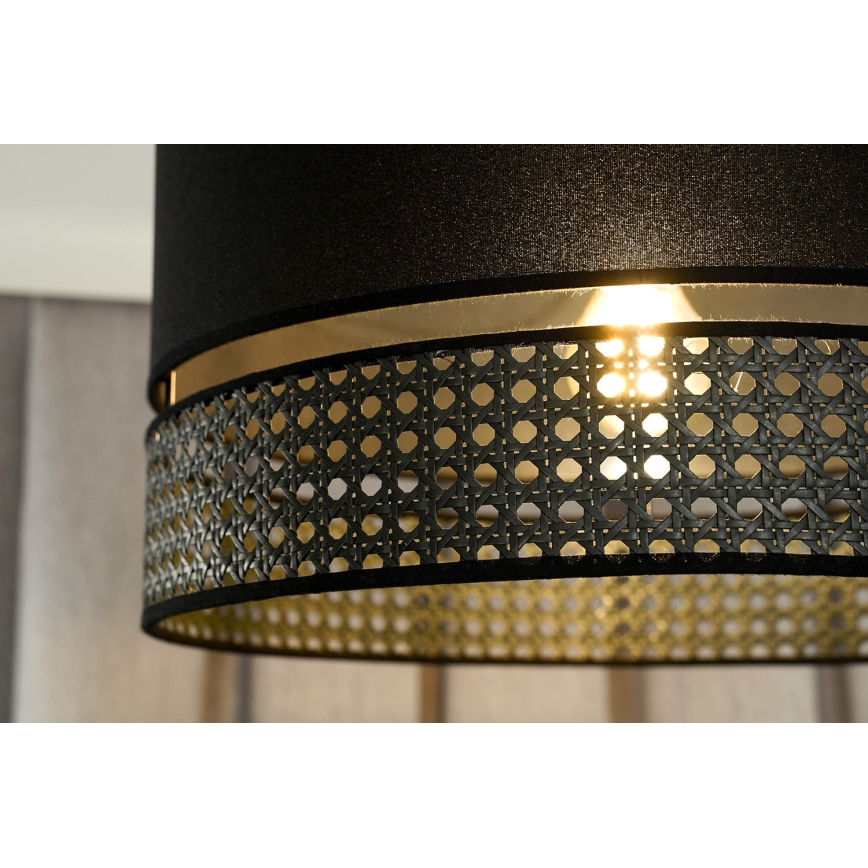 Duolla - Luster na sajli DOUBLE RATTAN 1xE27/15W/230V pr. 40 cm crno