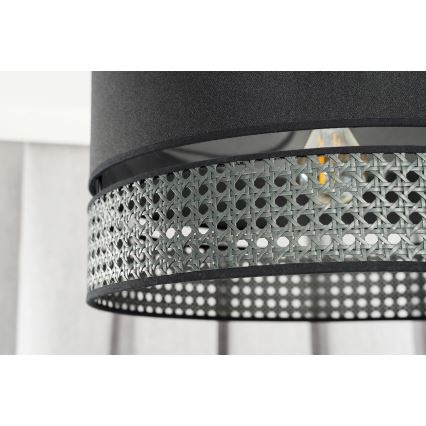 Duolla - Luster na sajli DOUBLE RATTAN 1xE27/15W/230V pr. 40 cm crno