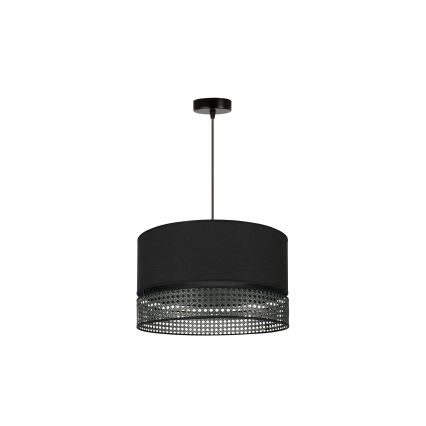 Duolla - Luster na sajli DOUBLE RATTAN 1xE27/15W/230V pr. 40 cm crno