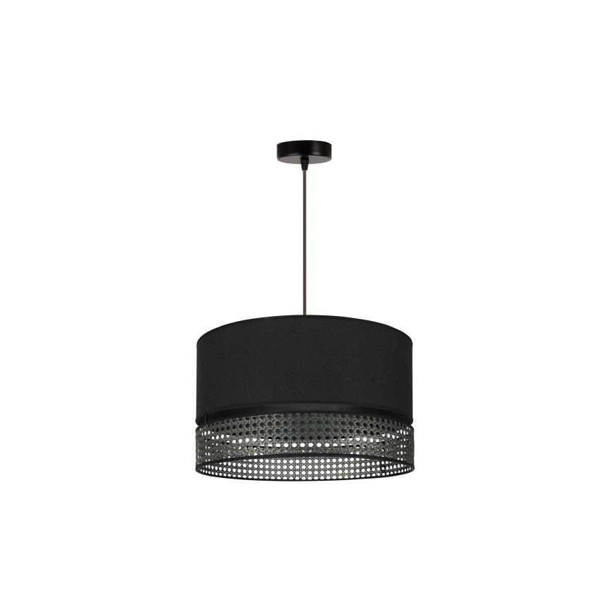 Duolla - Luster na sajli DOUBLE RATTAN 1xE27/15W/230V pr. 40 cm crno