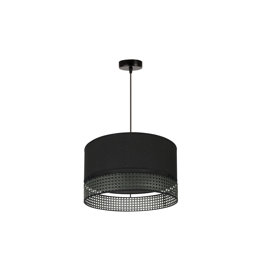 Duolla - Luster na sajli DOUBLE RATTAN 1xE27/15W/230V pr. 40 cm crno