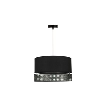 Duolla - Luster na sajli DOUBLE RATTAN 1xE27/15W/230V pr. 40 cm crno