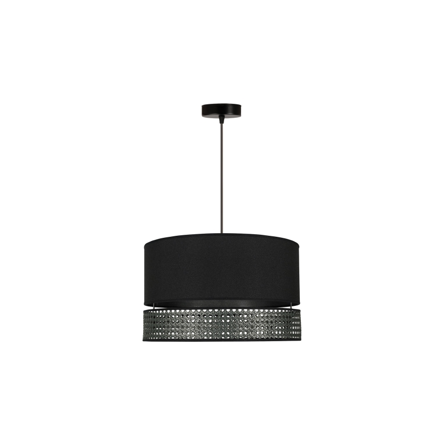 Duolla - Luster na sajli DOUBLE RATTAN 1xE27/15W/230V pr. 40 cm crno