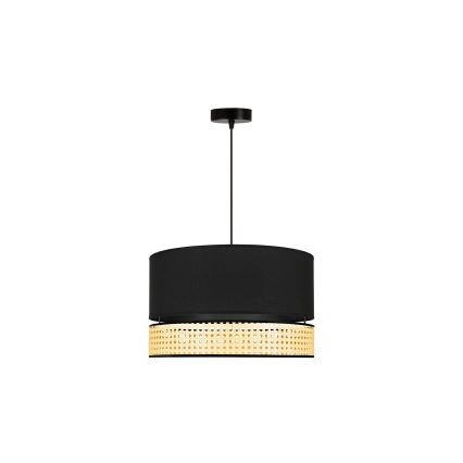 Duolla - Luster na sajli DOUBLE RATTAN 1xE27/15W/230V Ø 40 cm crna/bež