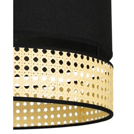 Duolla - Luster na sajli DOUBLE RATTAN 1xE27/15W/230V Ø 40 cm crna/bež