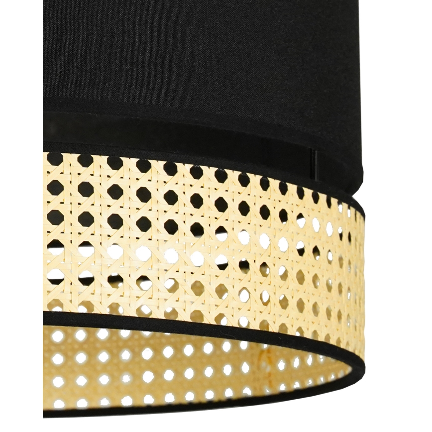 Duolla - Luster na sajli DOUBLE RATTAN 1xE27/15W/230V Ø 40 cm crna/bež